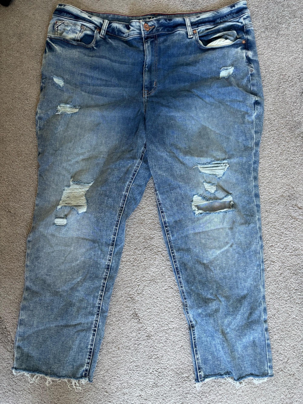 edgely line distressed Denim high rise straight